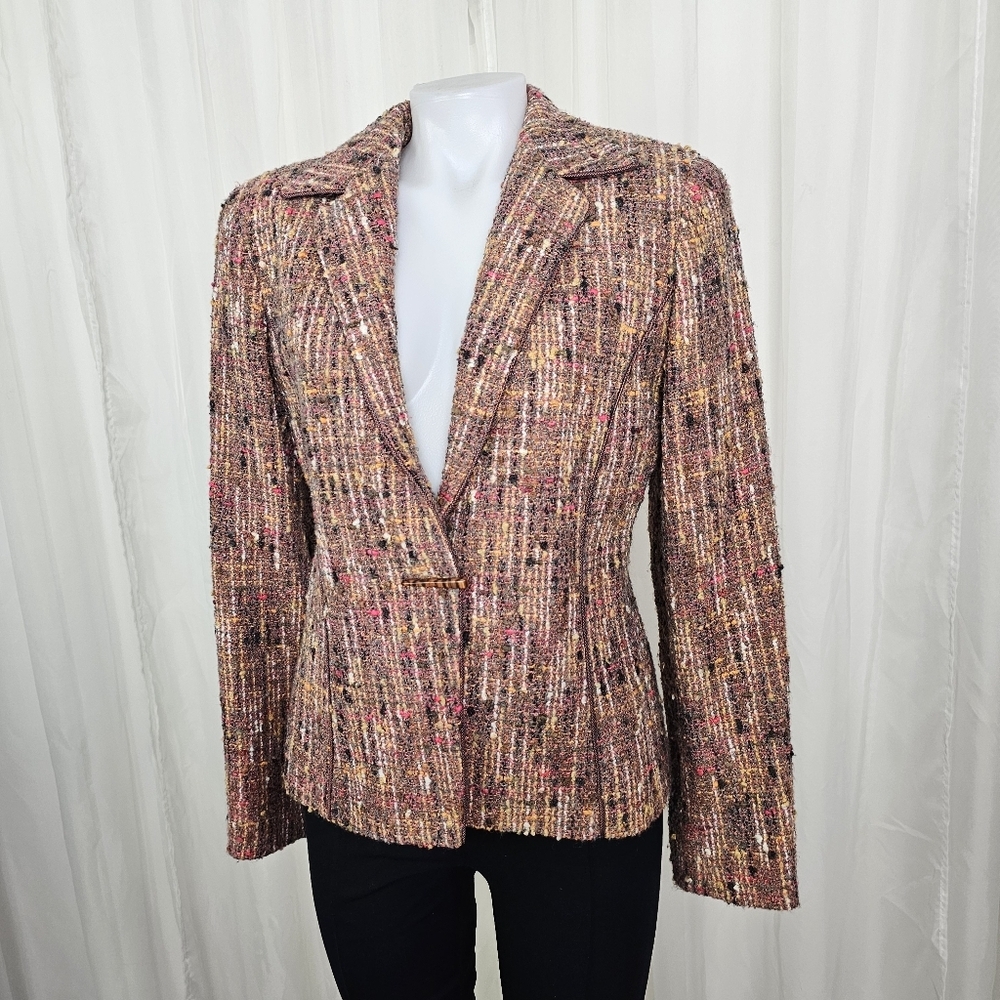 Elegant Tweed Women's JacketVintage Juliana Collezione Tweed Boucle  Nubby Blaze